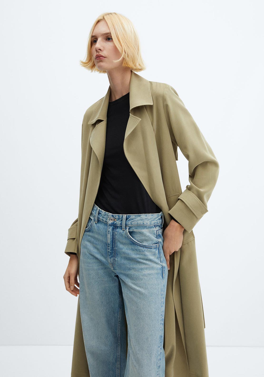 Mango Flowy lapel trench 2 Shaws Department Stores