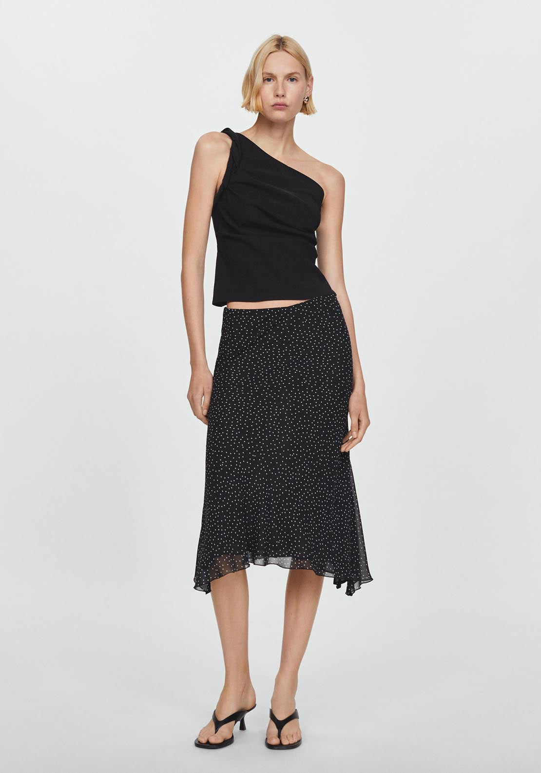 Mango Polka-dot asymmetric skirt 2 Shaws Department Stores