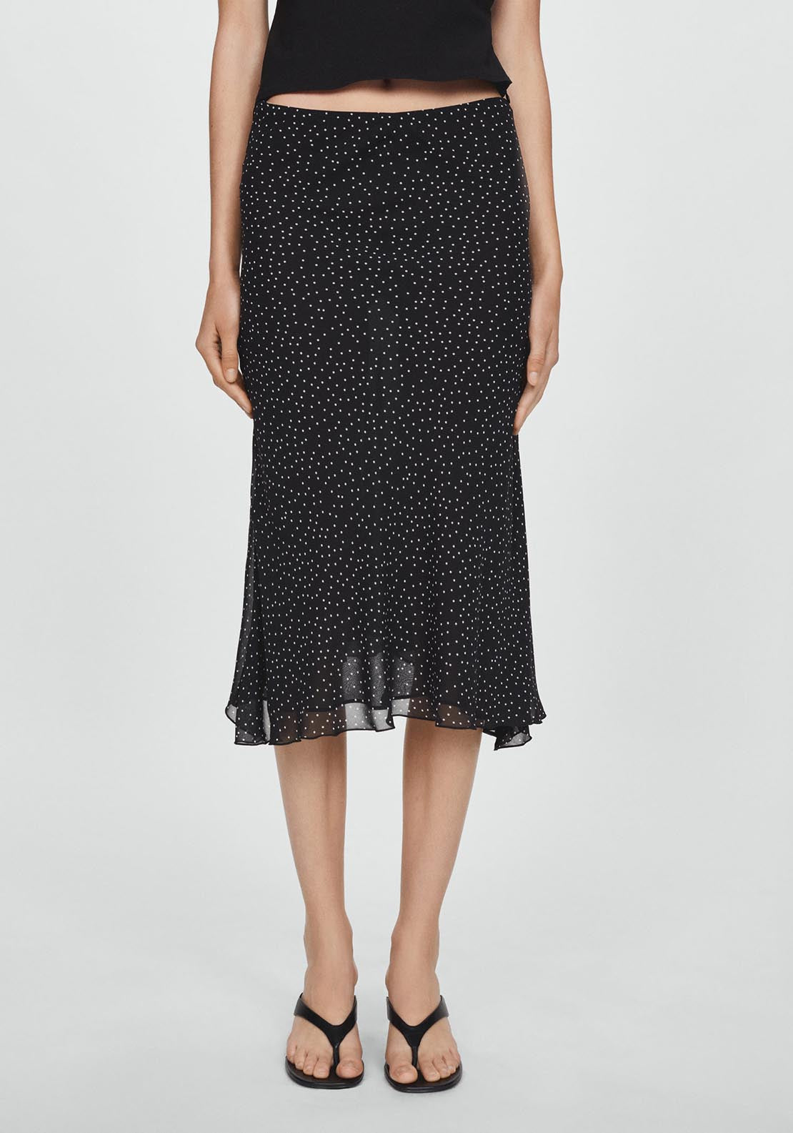 Mango Polka-dot asymmetric skirt 1 Shaws Department Stores