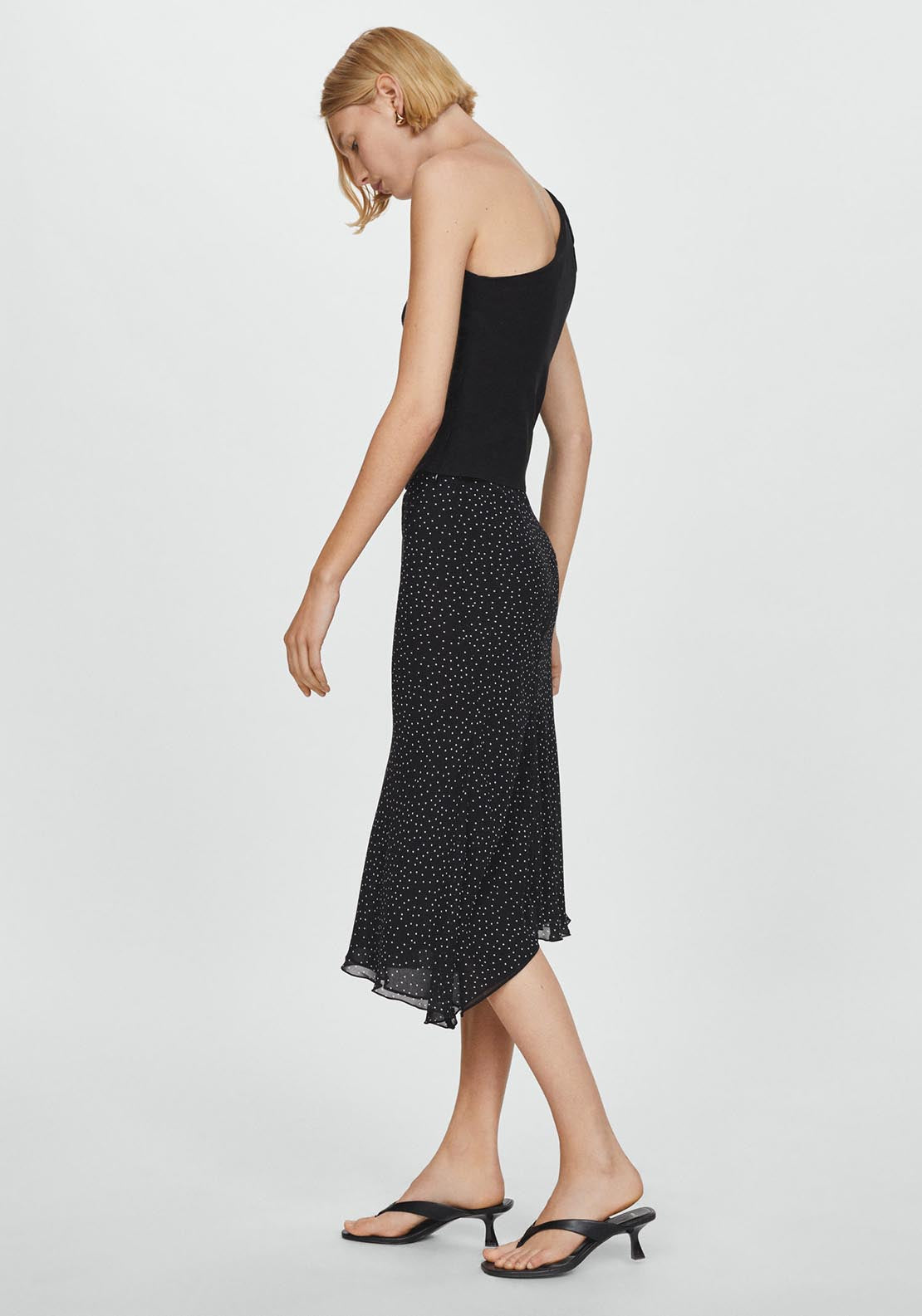 Mango Polka-dot asymmetric skirt 3 Shaws Department Stores