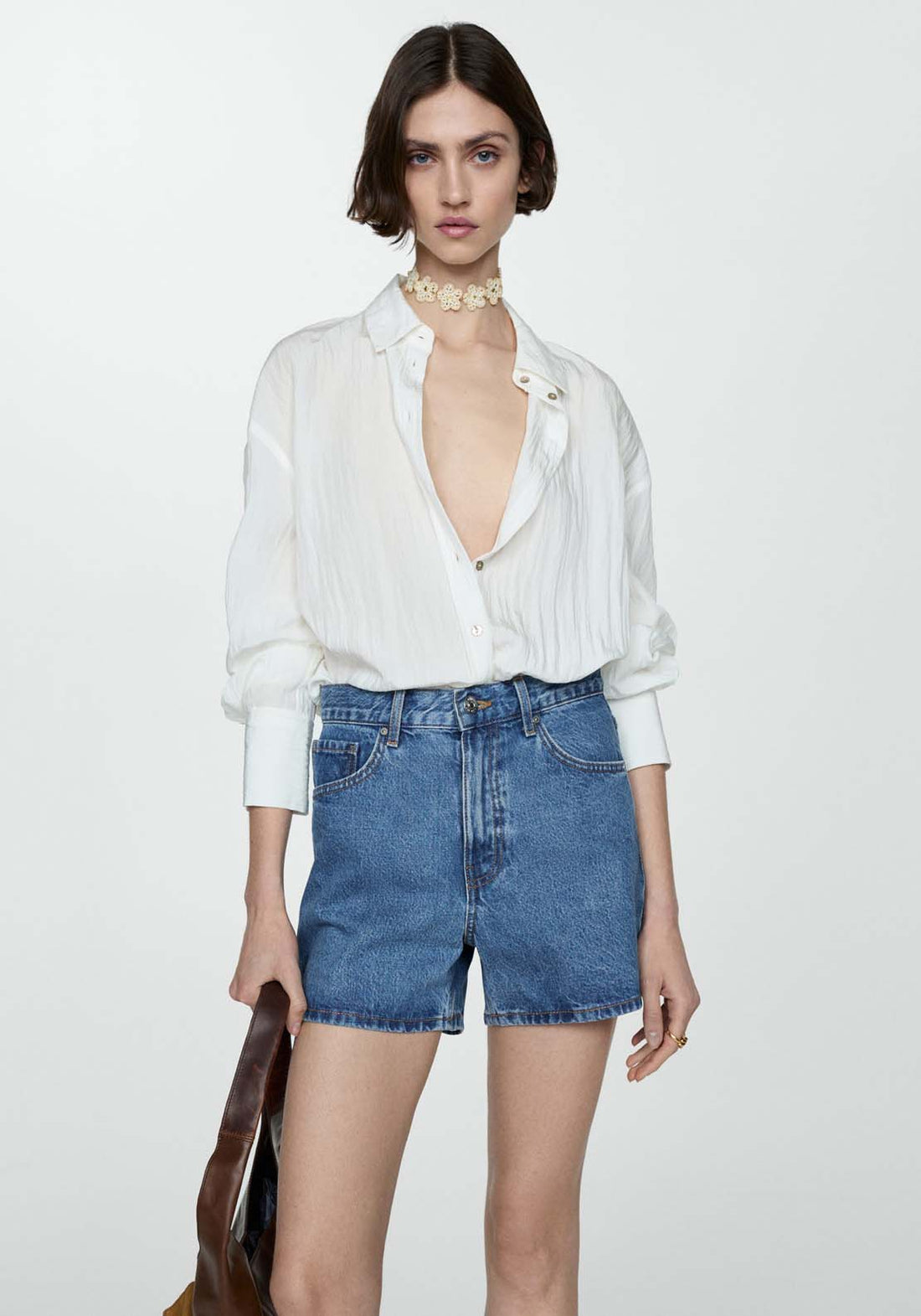 High-rise denim shorts – Shaws
