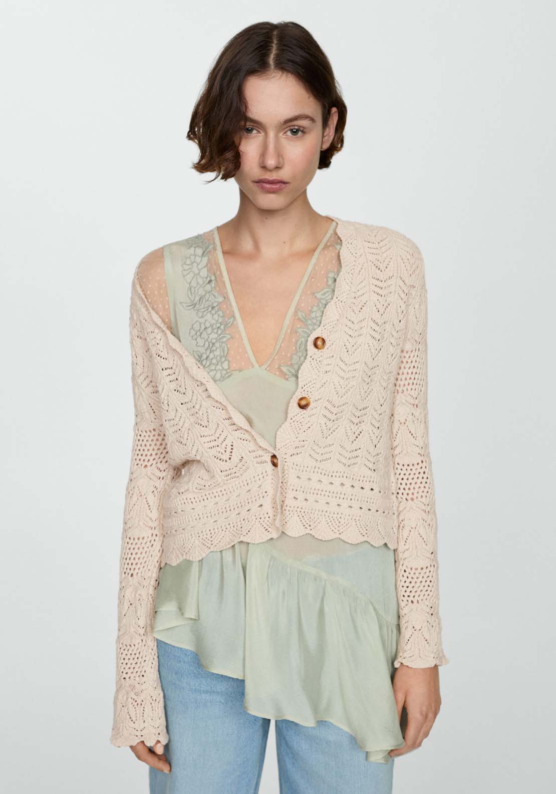 Mango Knitted cardigan with drawstring 2 Shaws Department Stores