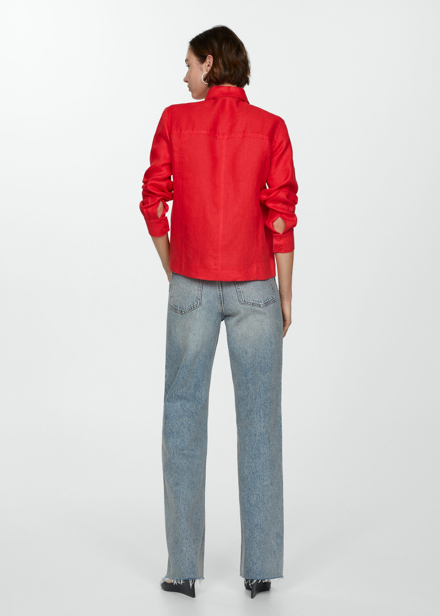 Mango Linen 100% shirt- Red 2 Shaws Department Stores
