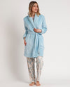 Dressing Gown Contrast Collar - Blue