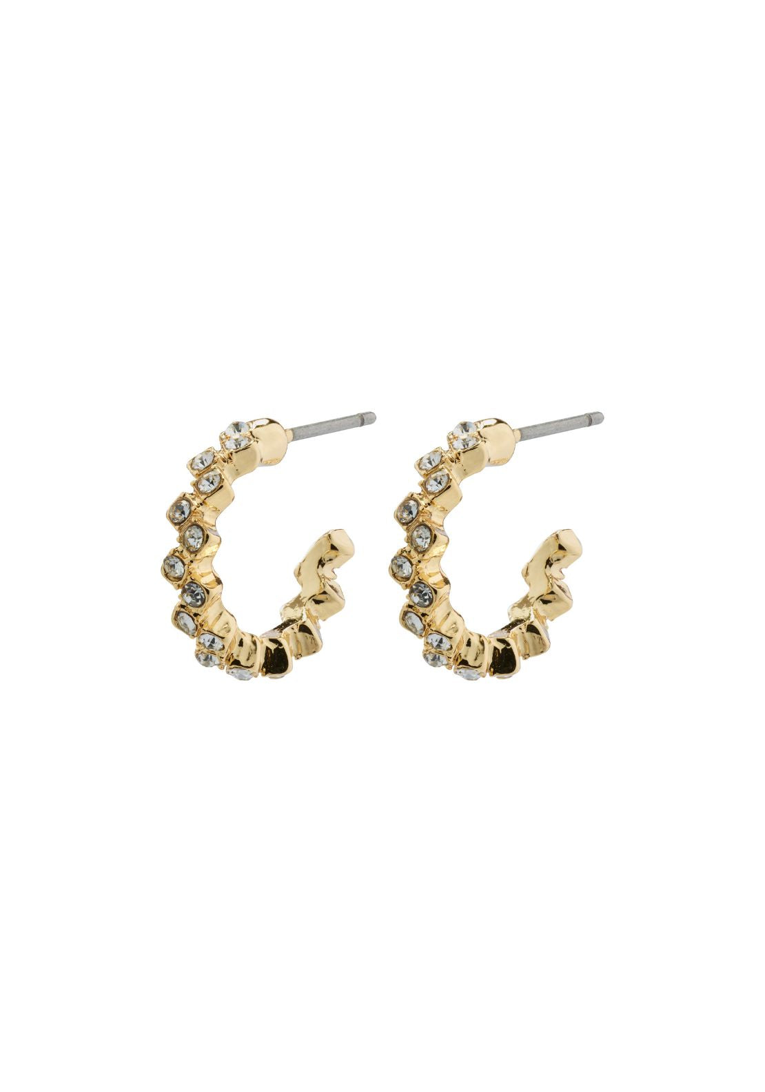 Ester Gold Plated Crystal Hoop Earrings - Gold