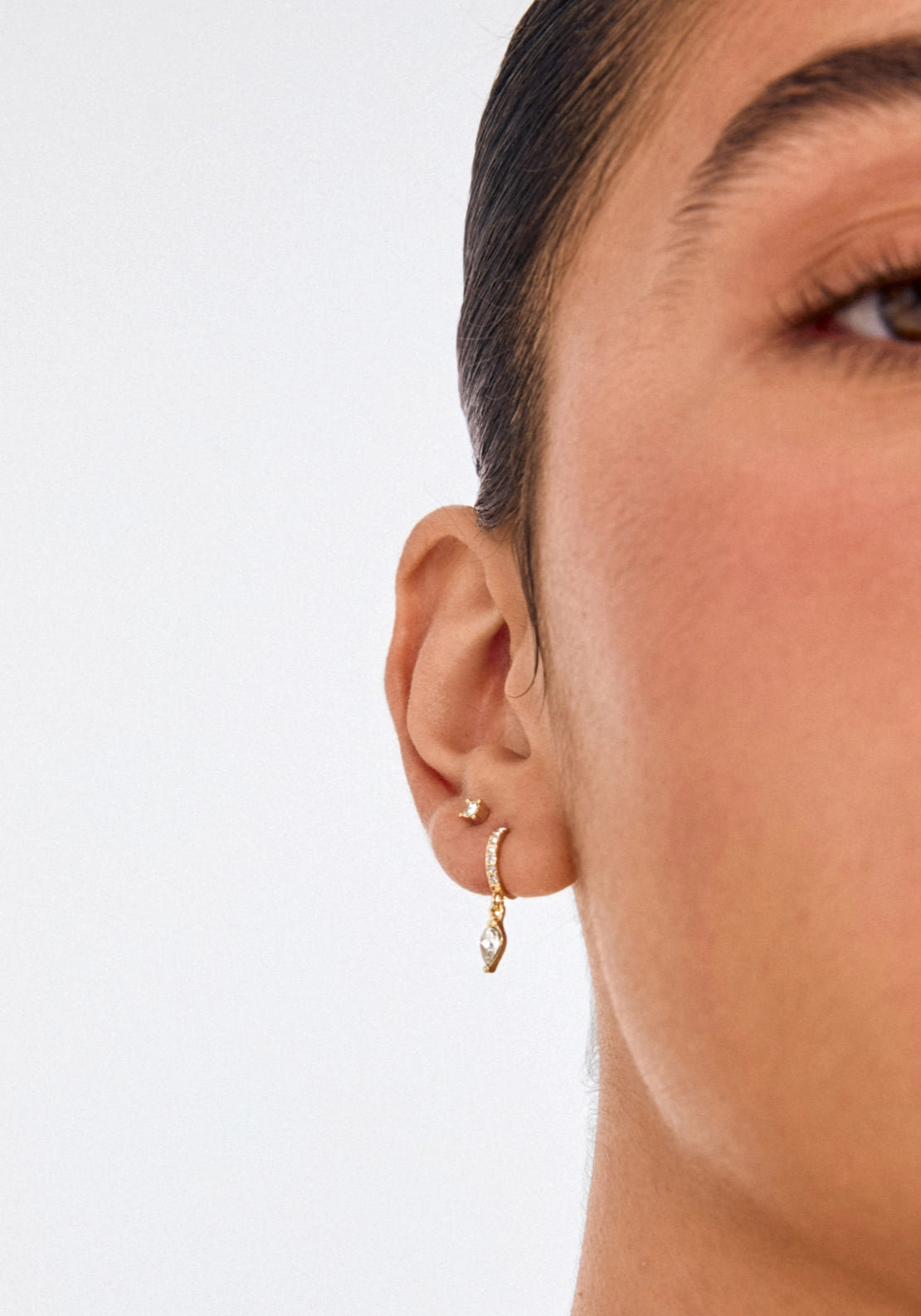 Elza Gold Plated 2 In 1 Crystal Earring Set - Gold