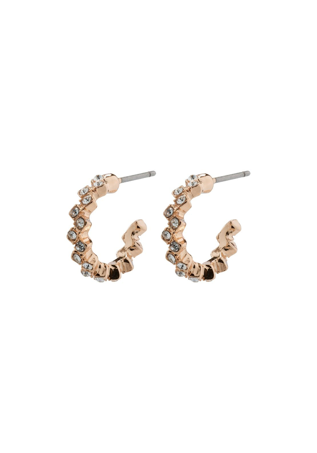 Ester Rose Gold Plated Crystal Hoop Earrings - Rose Gold