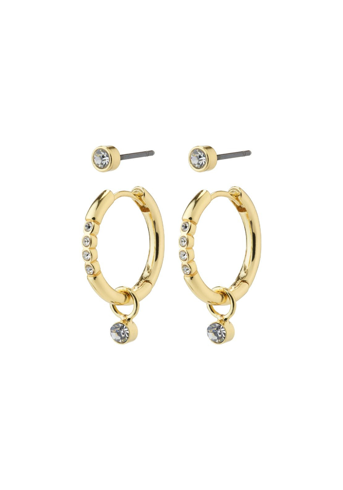 Elna Gold Plated 2 In 1 Crystal Earring Set - Gold