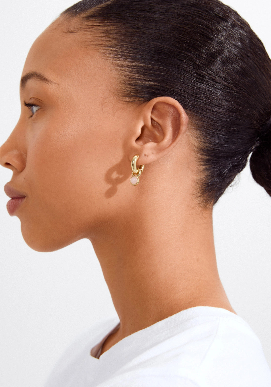 Evah Gold Plated Rosa Hoop Earrings - Gold