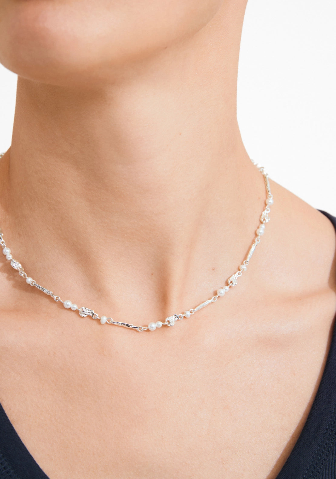 Sloan Silver Plated Pearl Necklace - Silver
