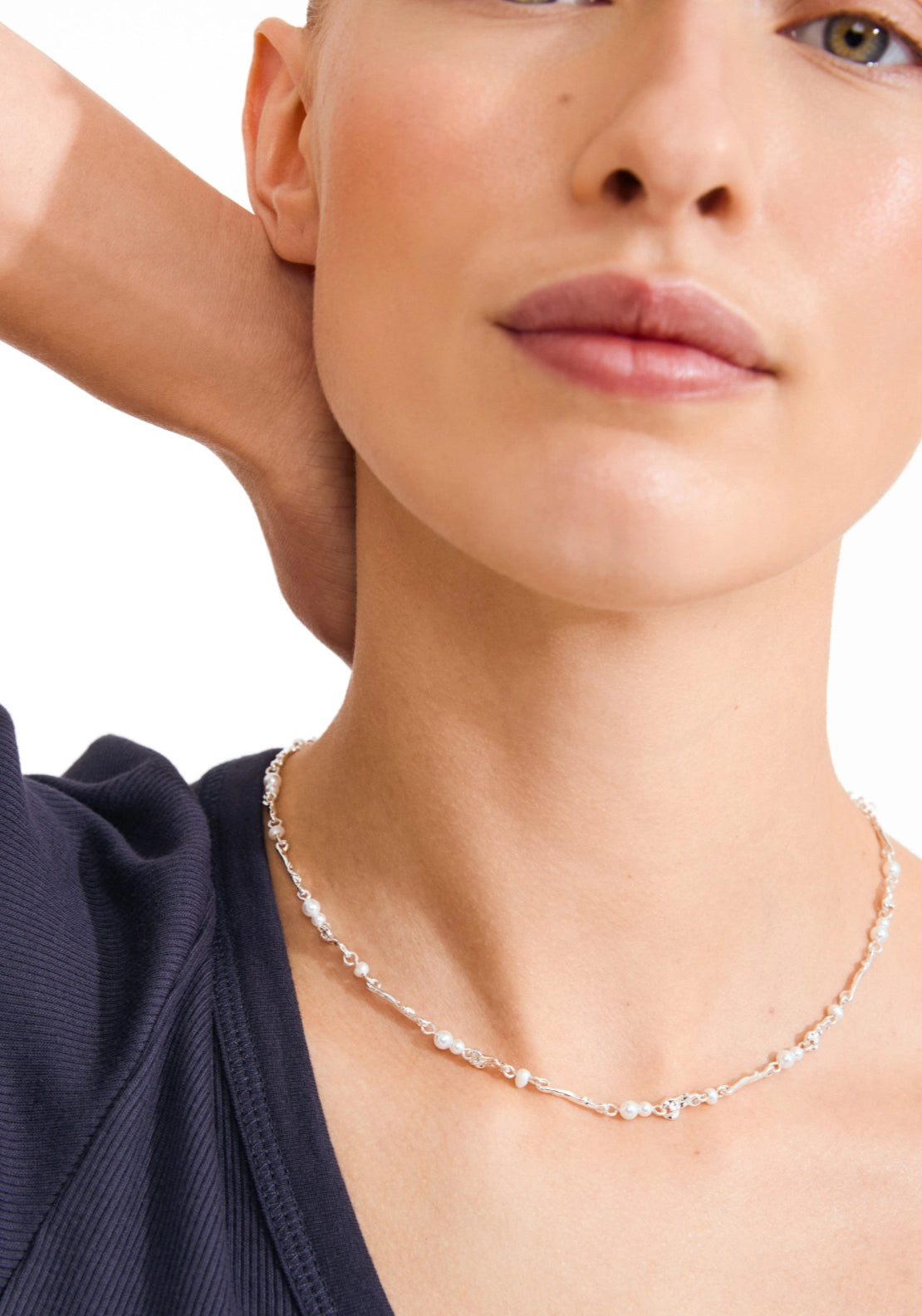 Sloan Silver Plated Pearl Necklace - Silver