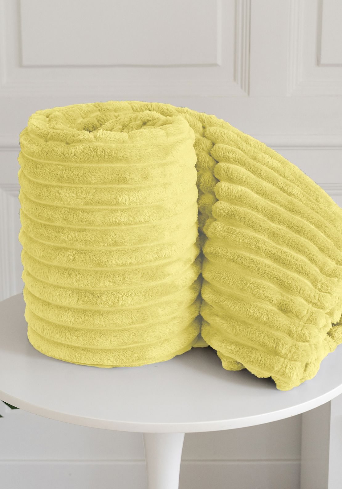 The Home Collection Ribbed Throw 220 x 240 cm - Yellow 2 Shaws Department Stores