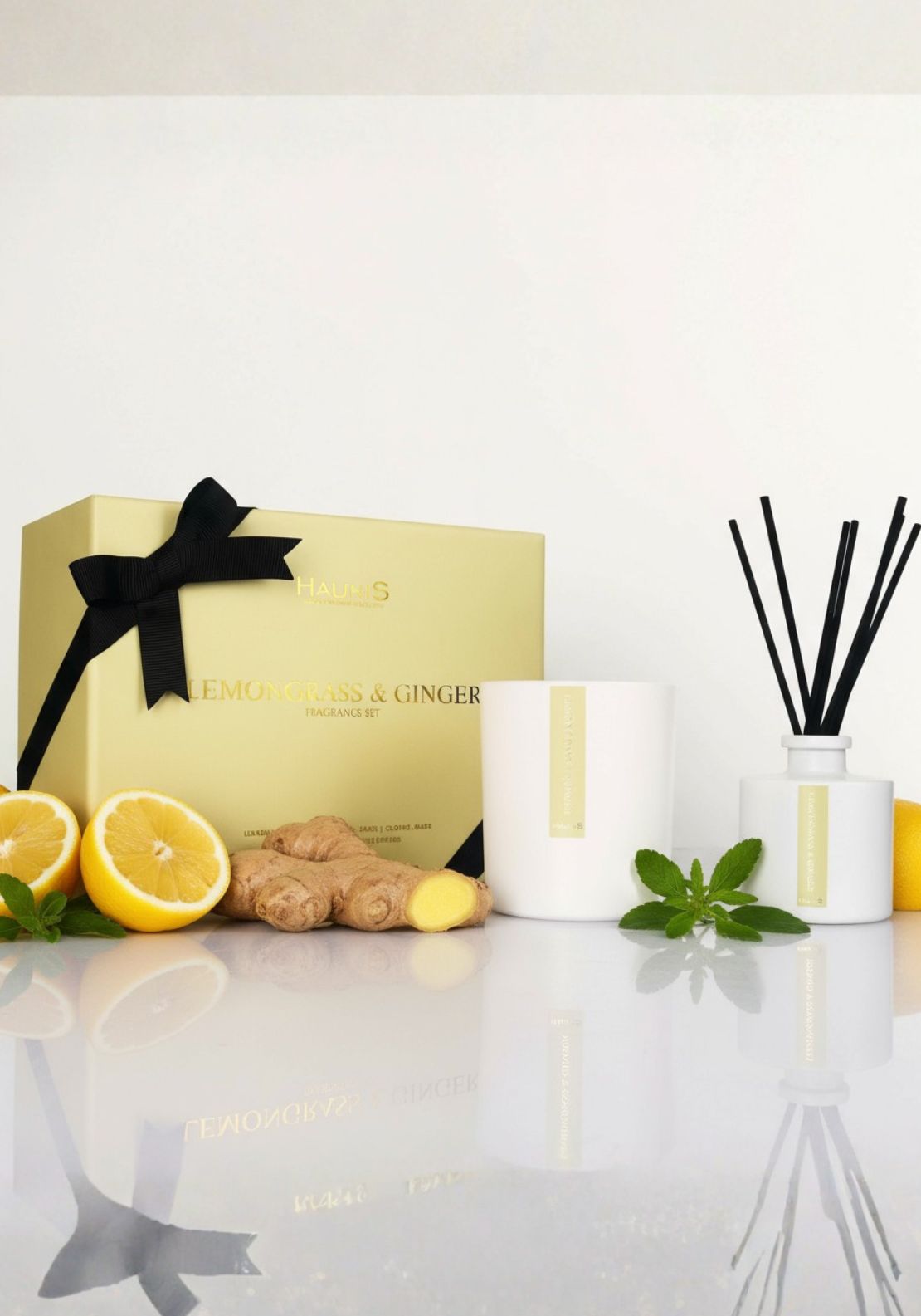 Haunis Lemongrass &amp; Ginger Candle &amp; Diffuser Set - Lemongrass &amp; Ginger 2 Shaws Department Stores