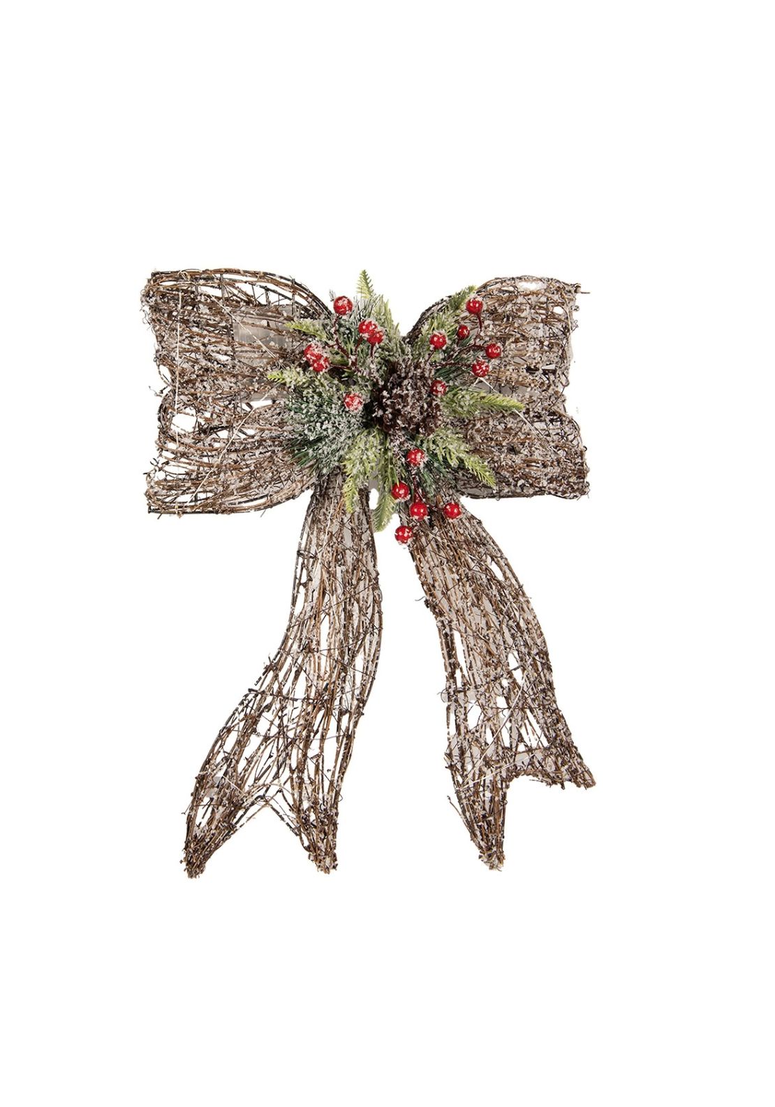 Christmas LED Rustic Bow Decoration - Multi