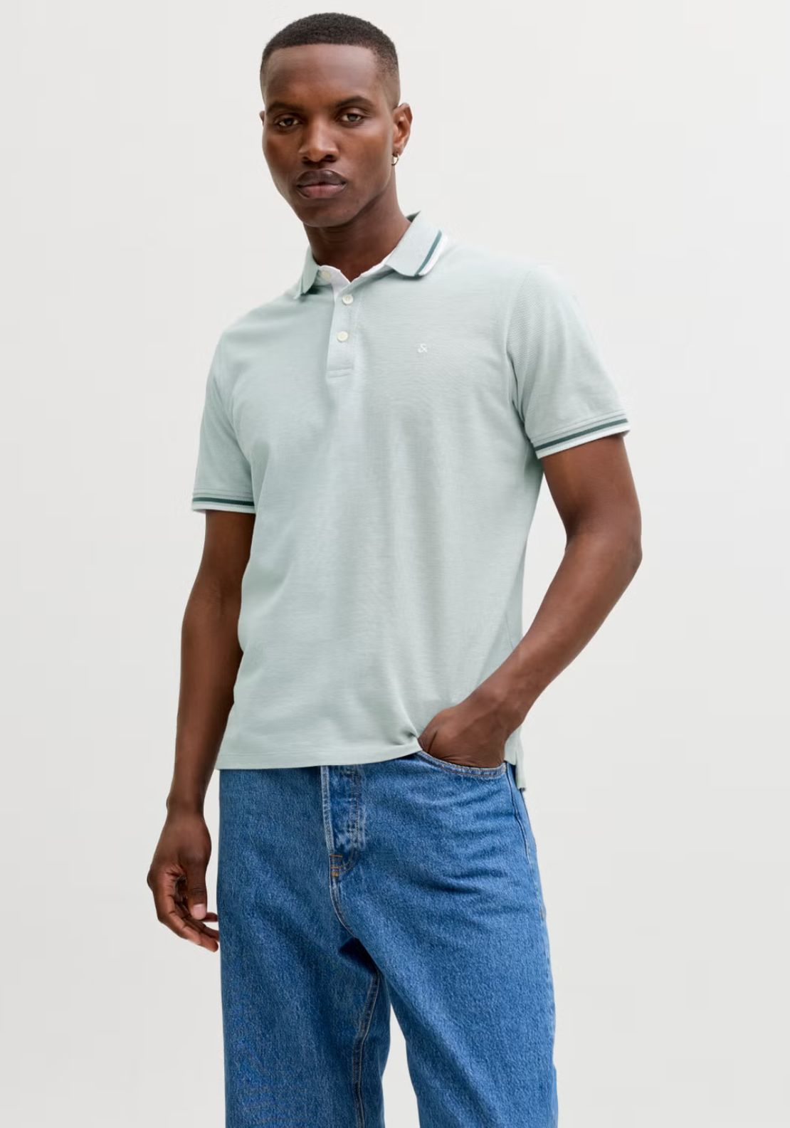Jack &amp; Jones Paulos Polo Short Sleeve Shirt - Blue 1 Shaws Department Stores