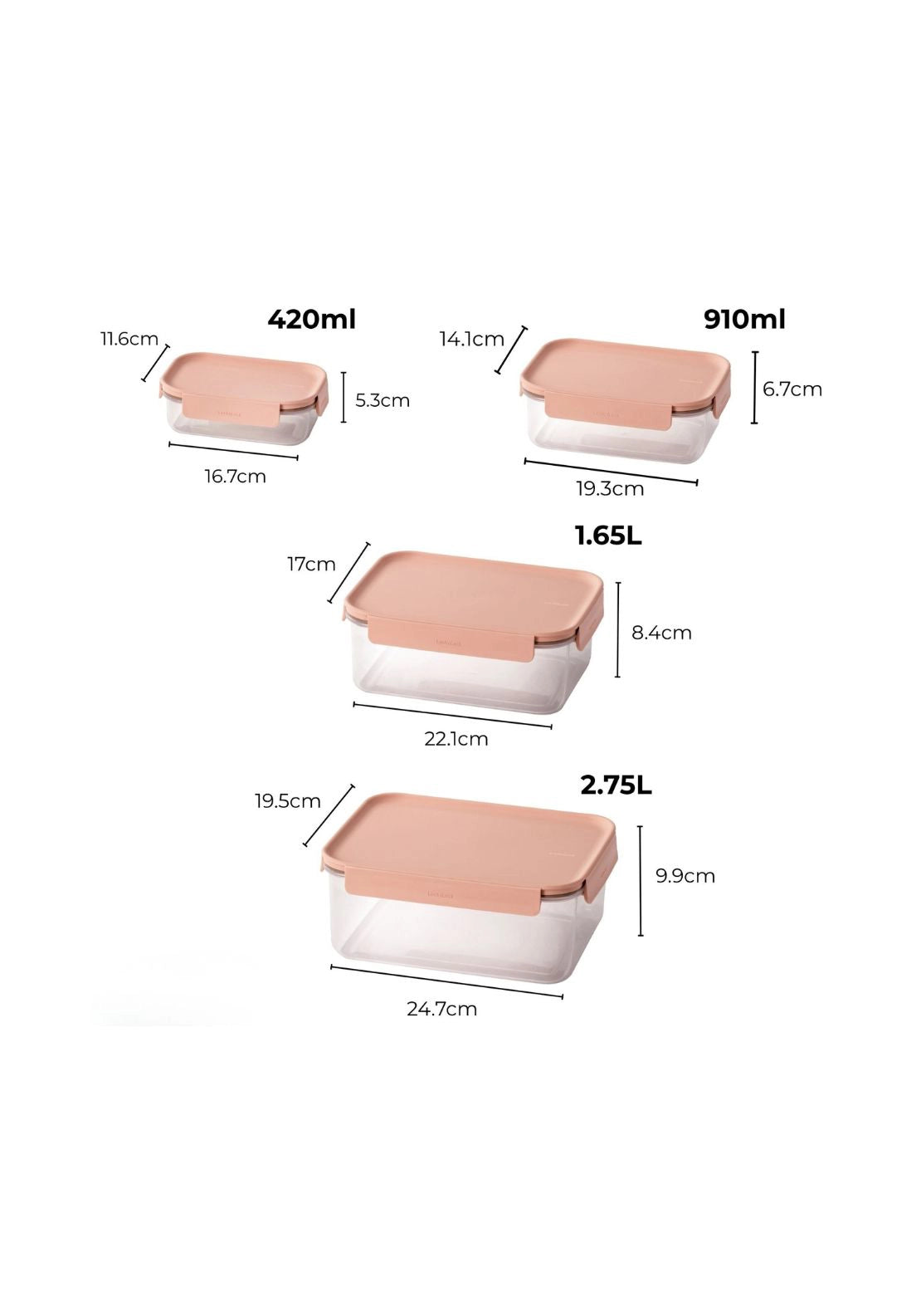 Classic Plus Rectangular Nesting Set 4 Piece - Pink