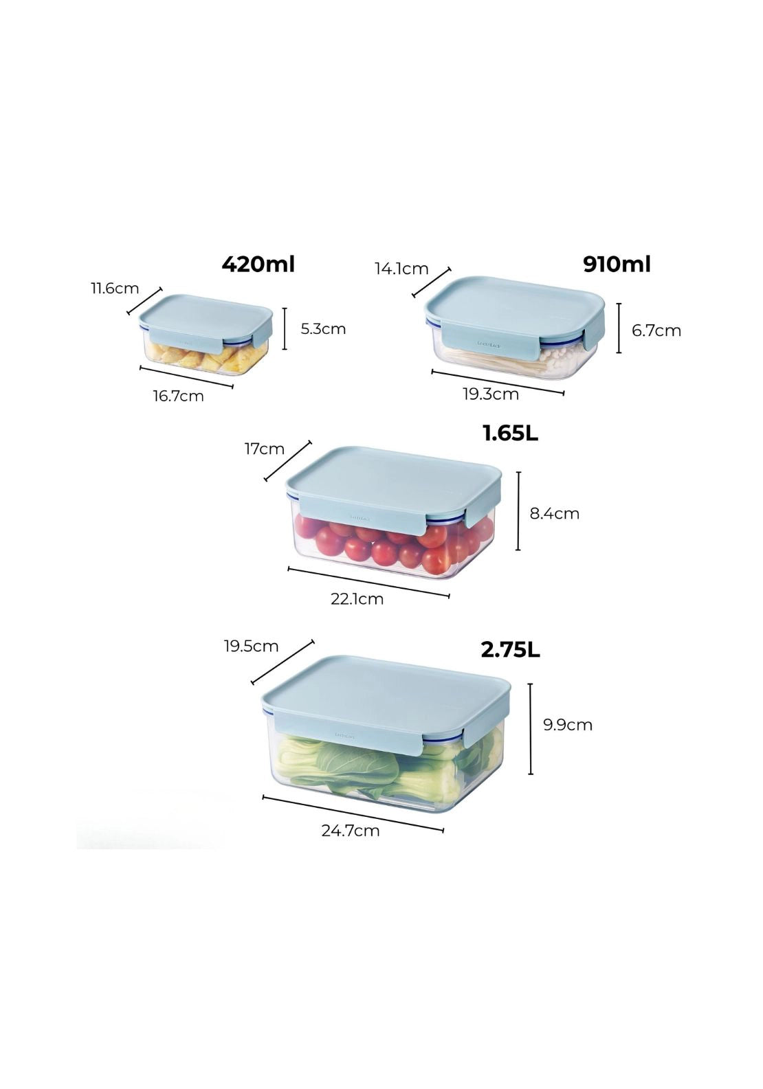 Classic Plus Rectangular Nesting Set 4 Piece - Blue