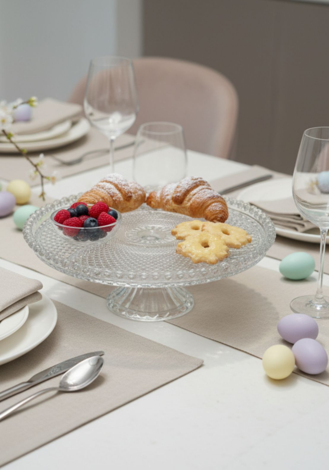 Killarney Crystal Muckross Round Divided Footed Platter - Clear 1 Shaws Department Stores