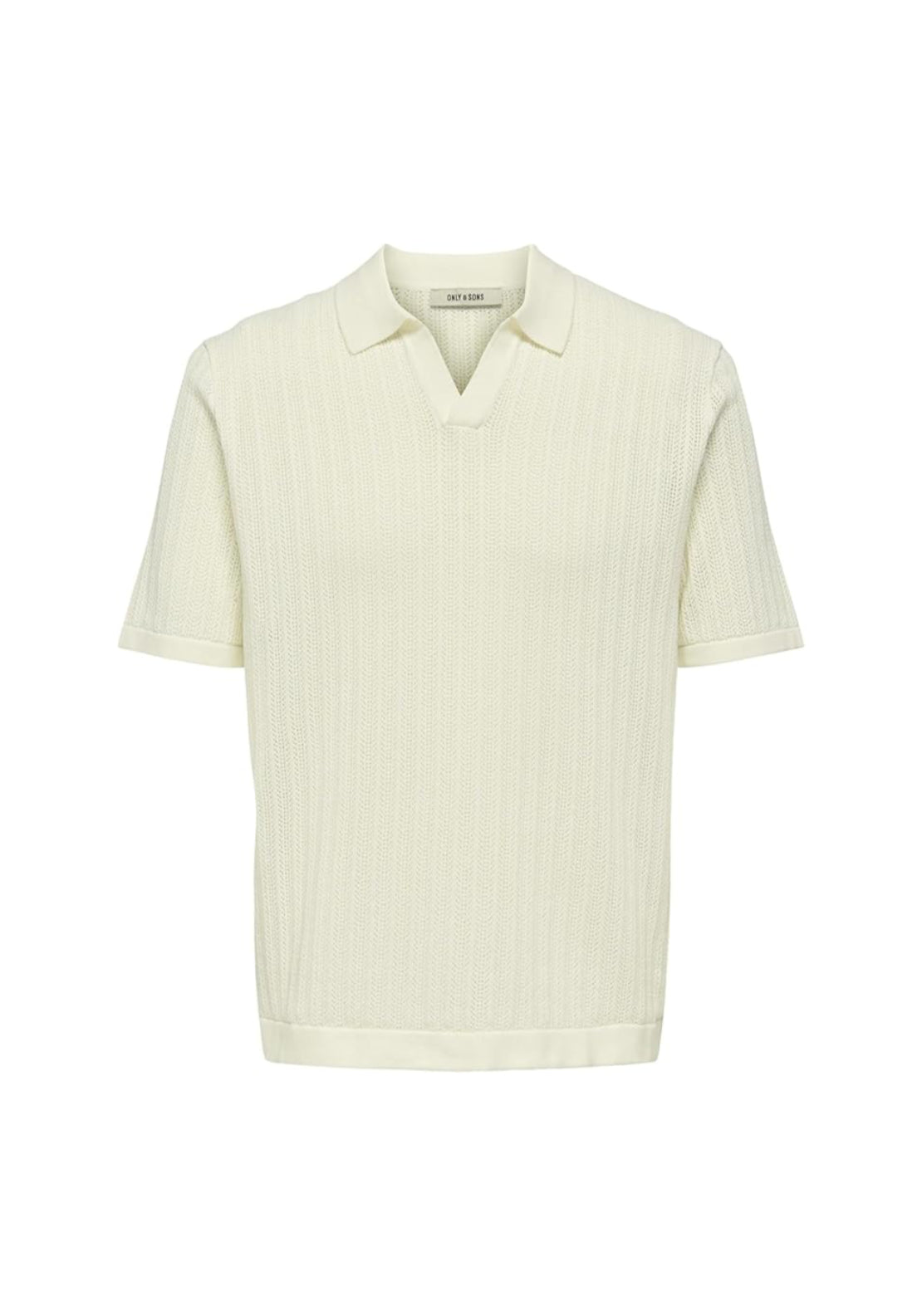 Only &amp; Sons Moon Knit Polo Shirt - Egret 1 Shaws Department Stores