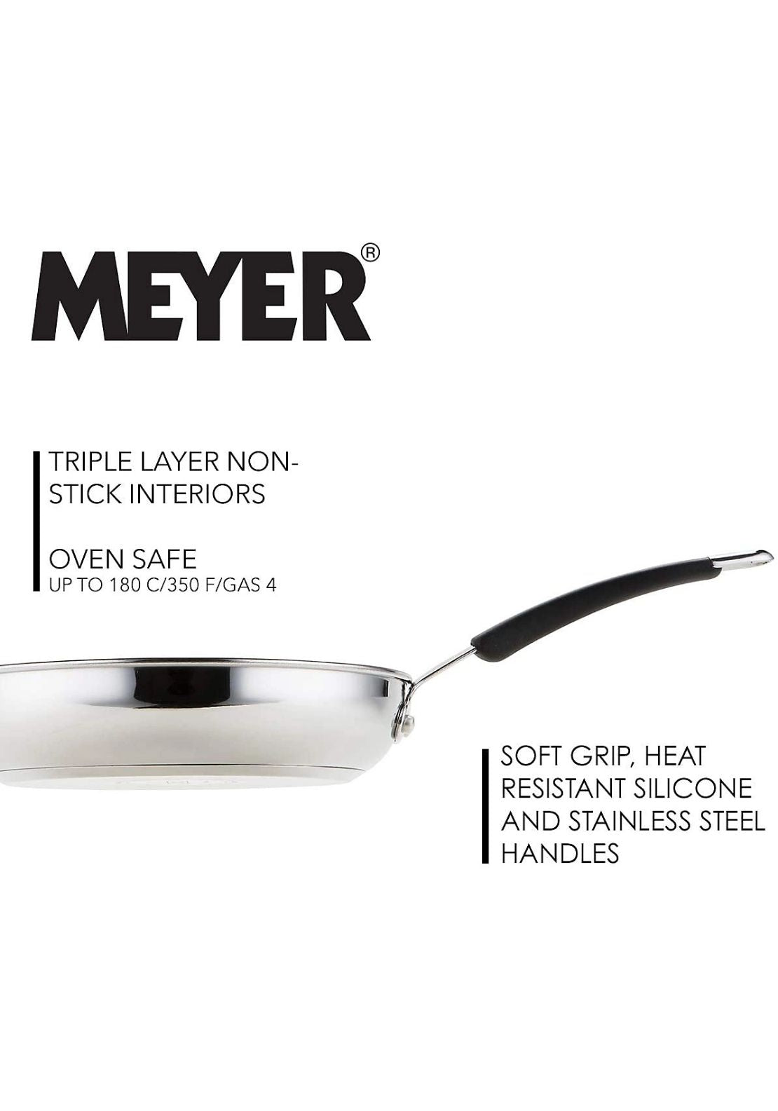 Meyer Induction Stainless Steel Twin Frying Pan Pack - Stainless Steel 2 Shaws Department Stores