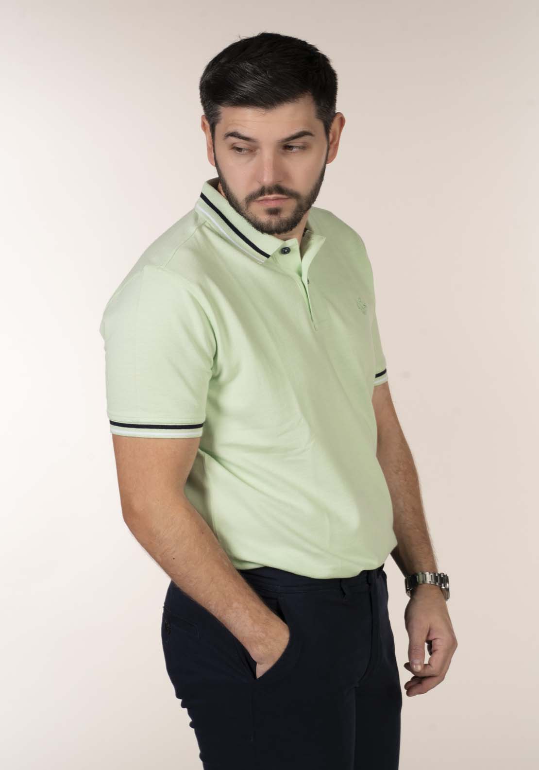 Lerros Mens Aqua Blue Melange Polo Shirt 1 Shaws Department Stores