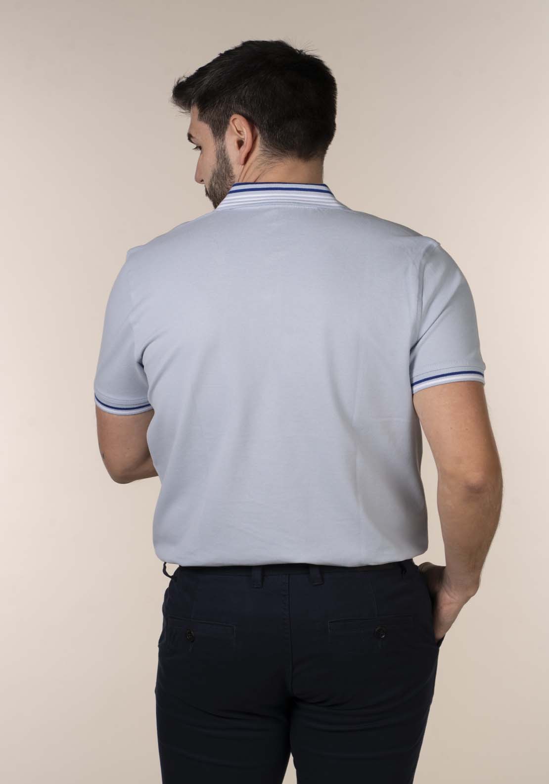 Lerros Mens Aqua Blue Melange Polo Shirt - Blue 3 Shaws Department Stores