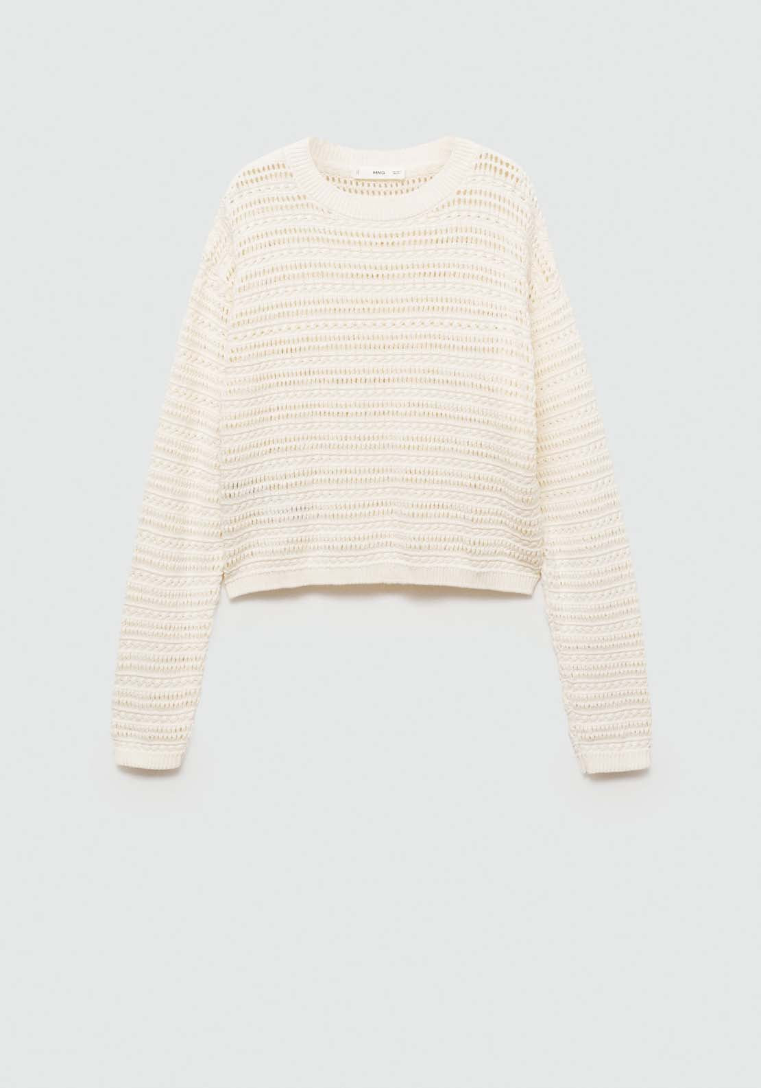 Mango Openwork knit sweater - Light Beige 8 Shaws Department Stores