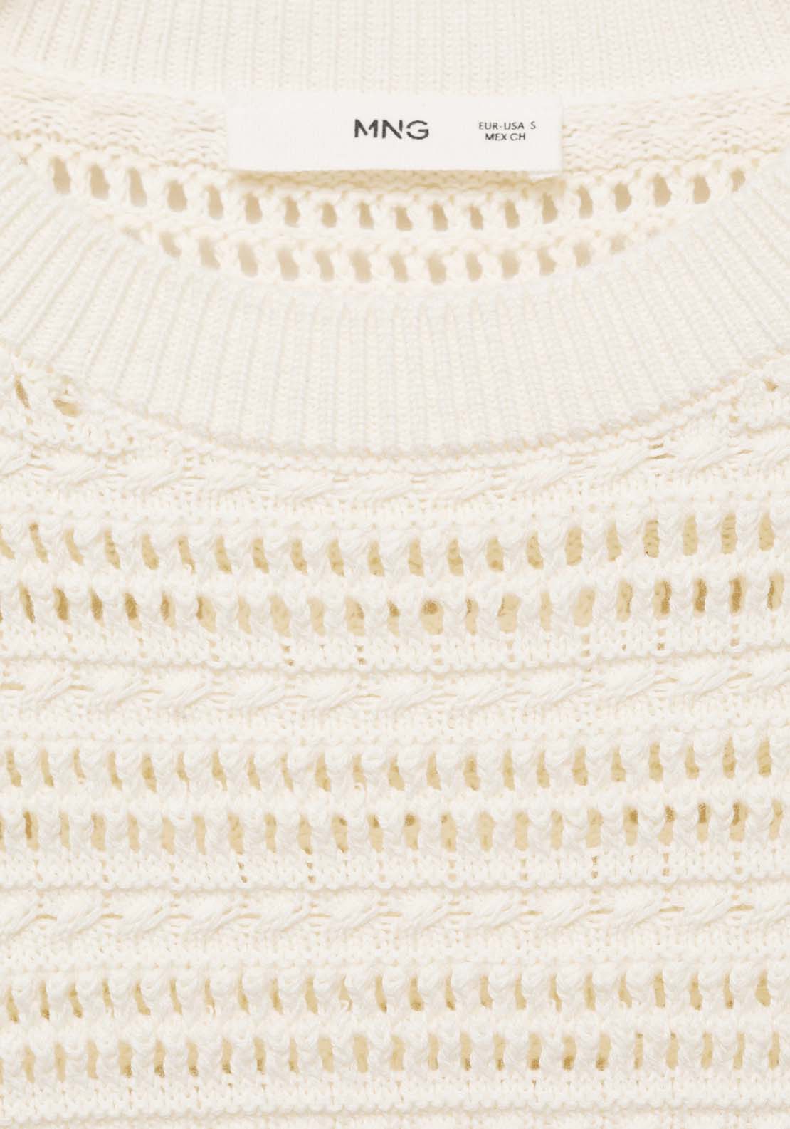 Mango Openwork knit sweater - Light Beige 7 Shaws Department Stores