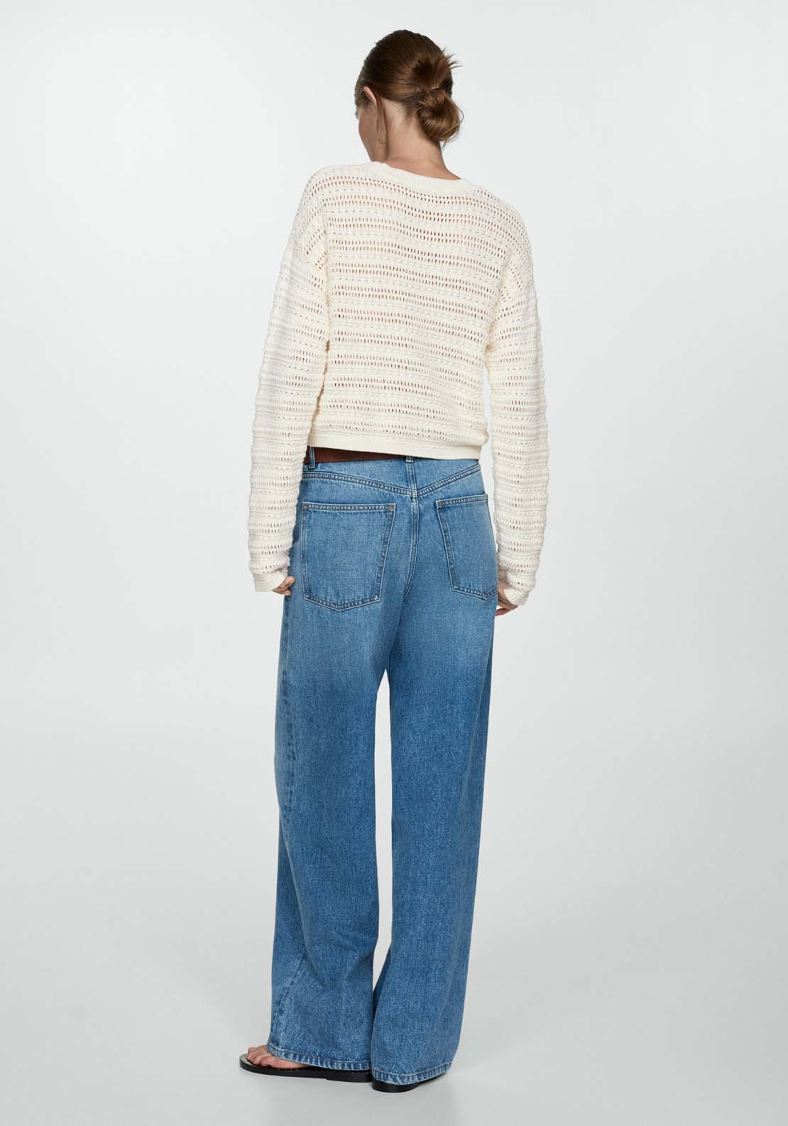 Mango Openwork knit sweater - Light Beige 6 Shaws Department Stores