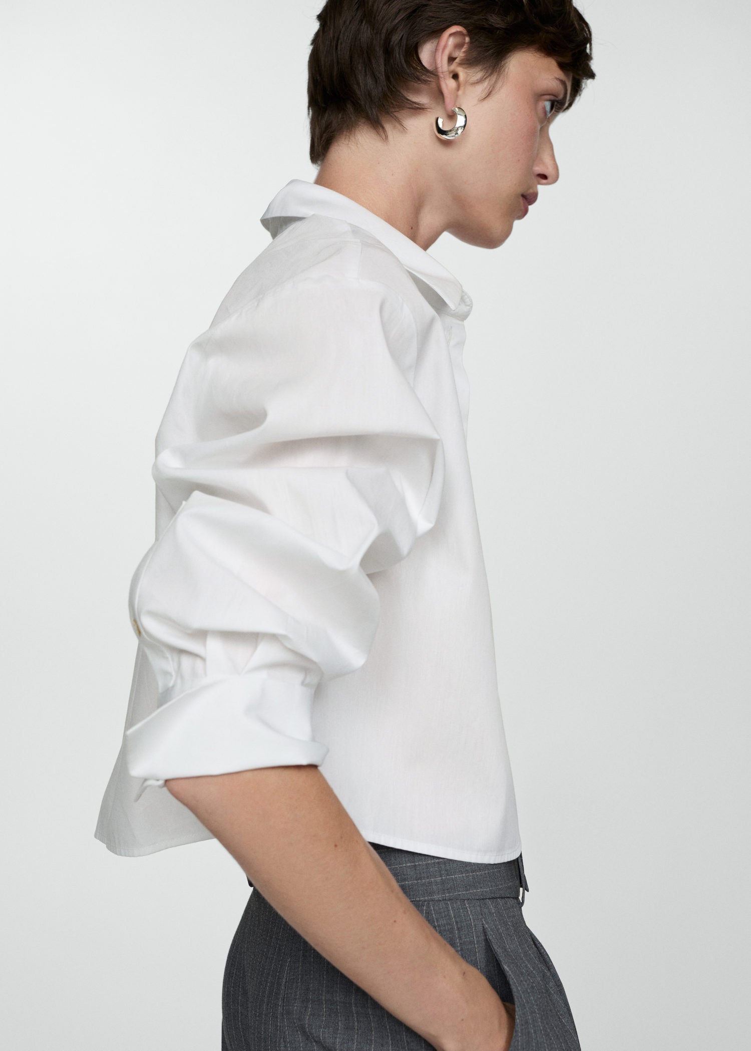 Mango Cropped shirt with pocket - Natural 2 Shaws Department Stores