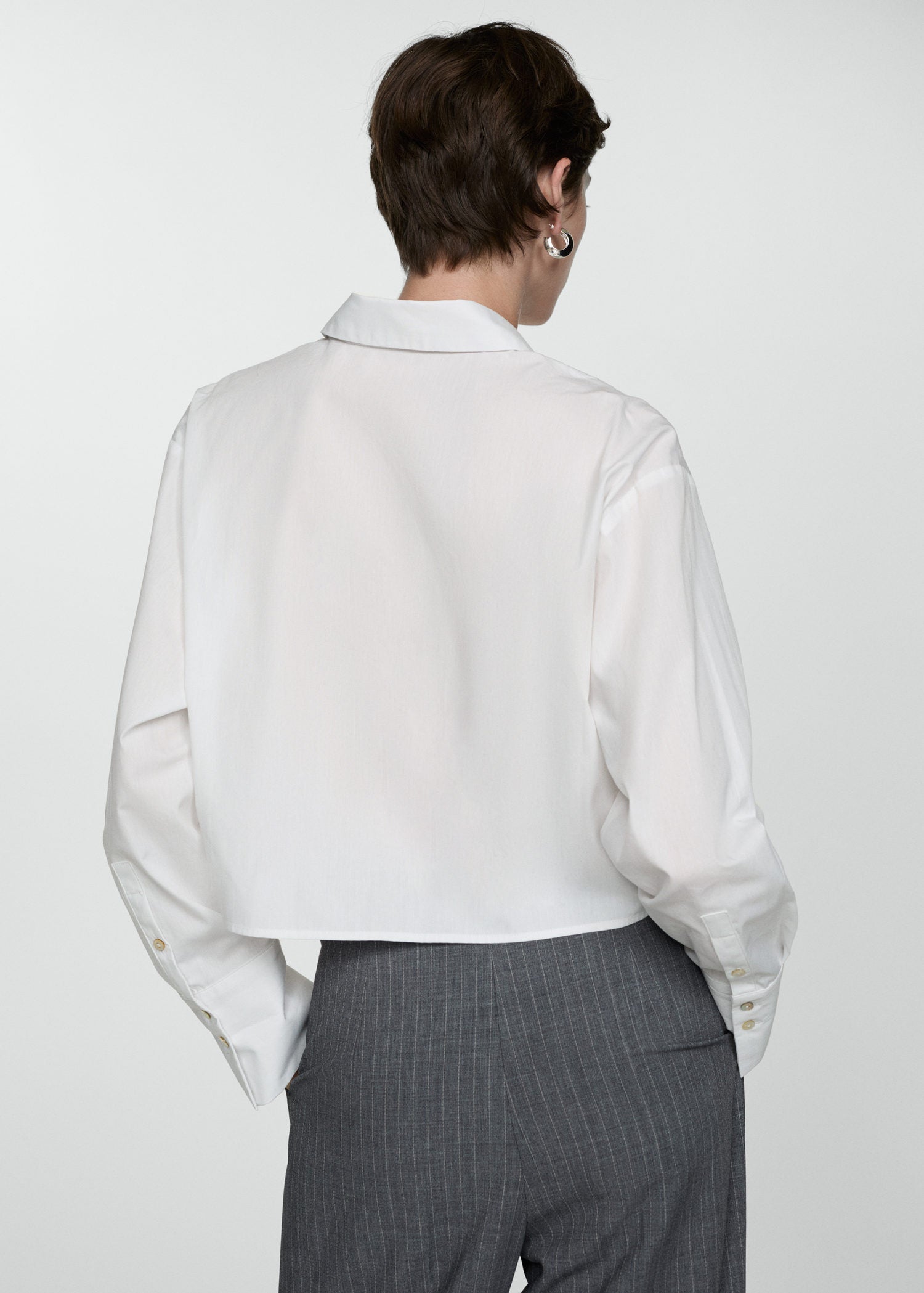 Mango Cropped shirt with pocket - Natural 3 Shaws Department Stores