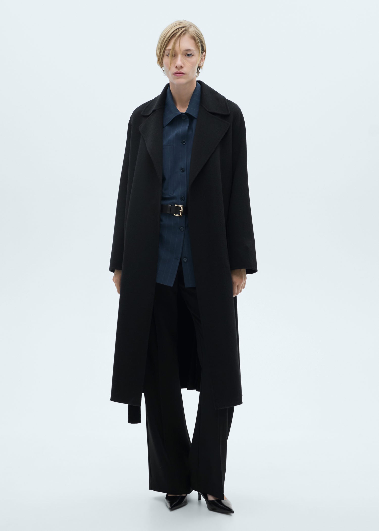Mango Belt handmade coat - Black 4 Shaws Department Stores