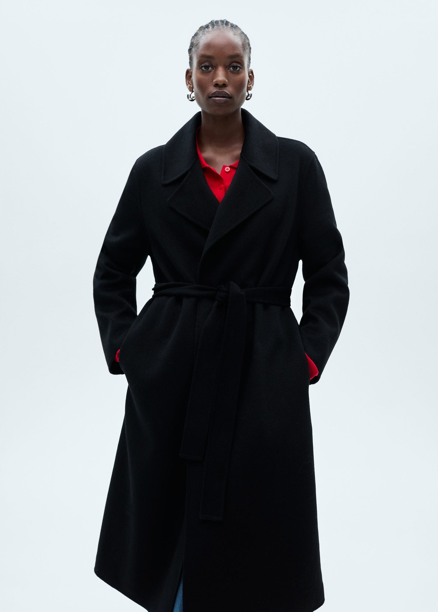 Mango Belt handmade coat - Black 2 Shaws Department Stores
