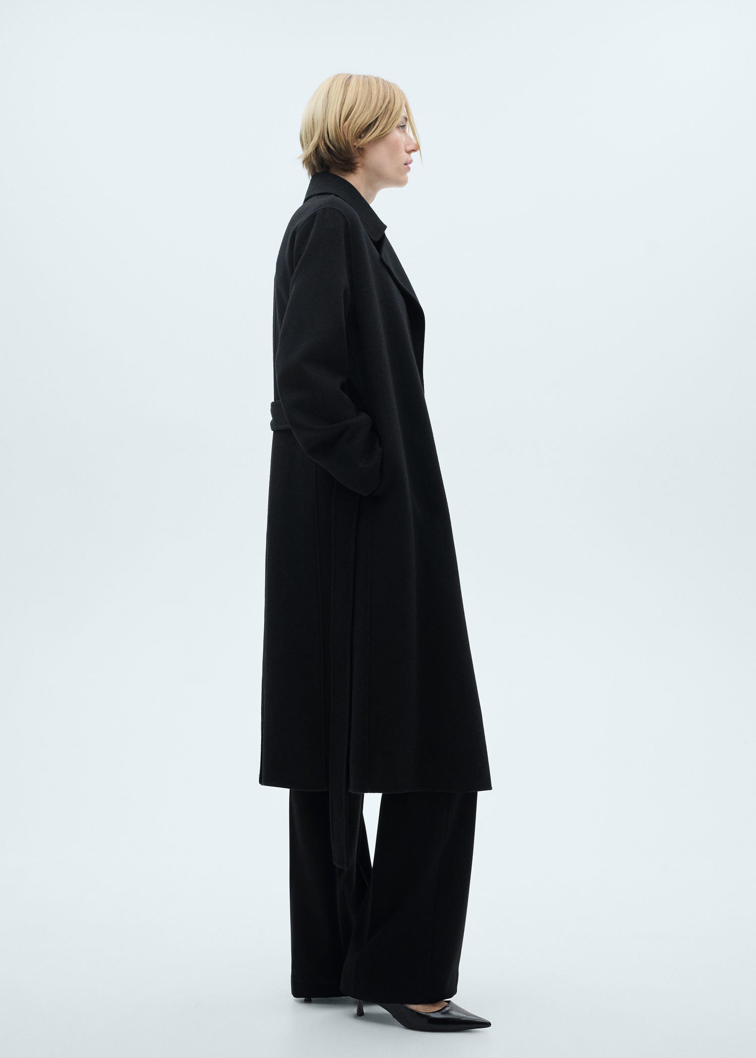 Mango Belt handmade coat - Black 5 Shaws Department Stores