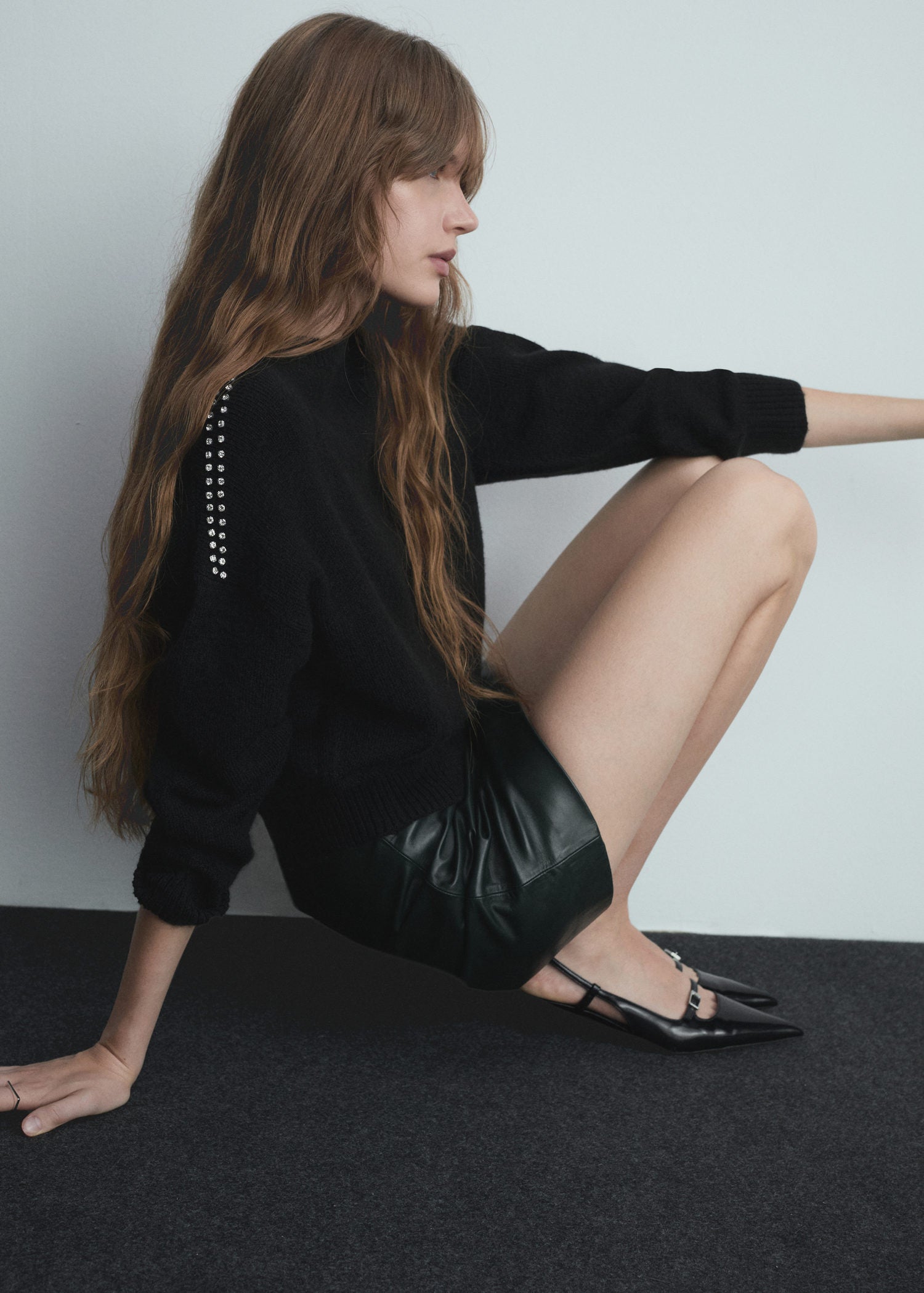 Mango Knitted sweater with glitter detail - Black 3 Shaws Department Stores