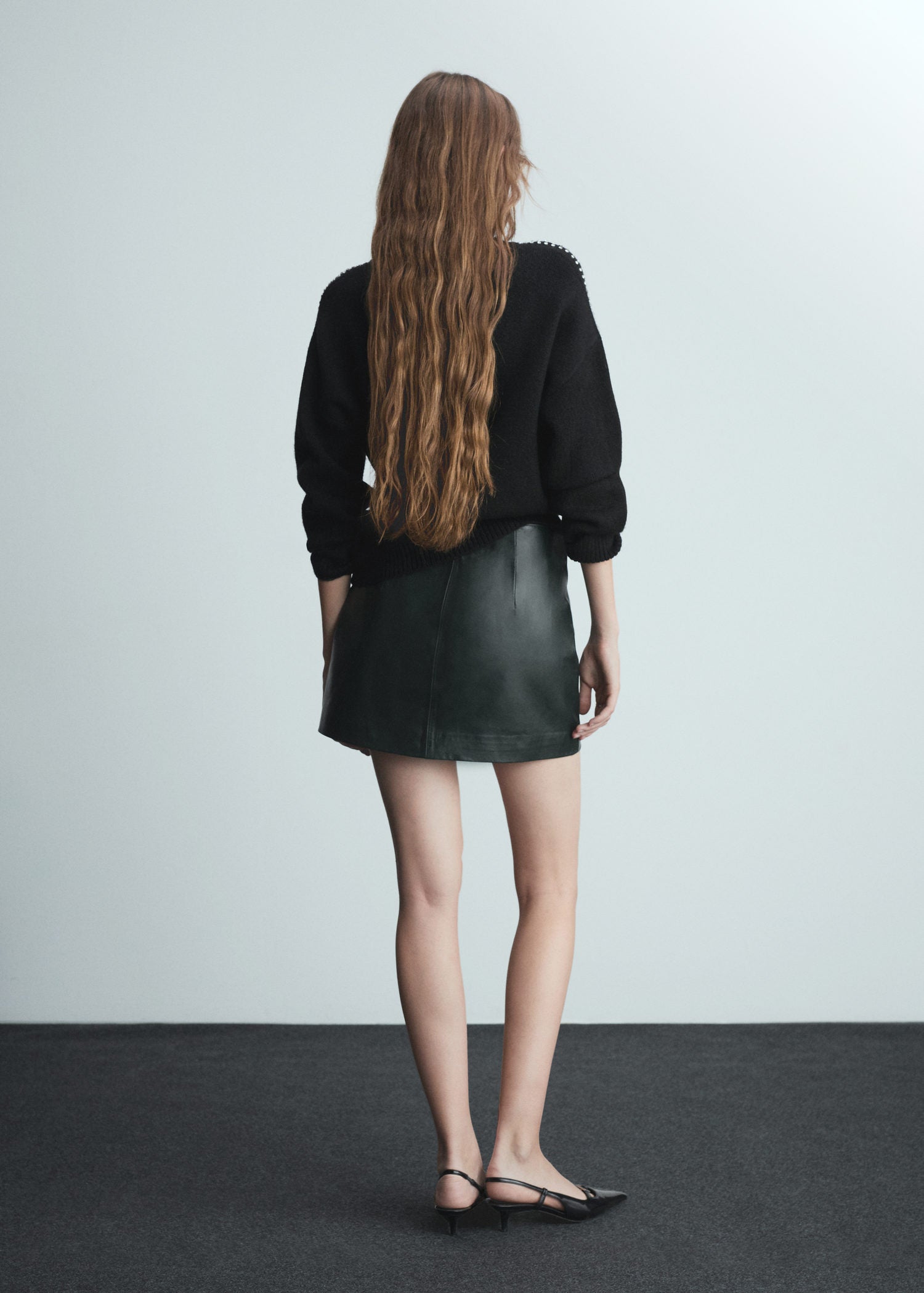 Mango Knitted sweater with glitter detail - Black 2 Shaws Department Stores