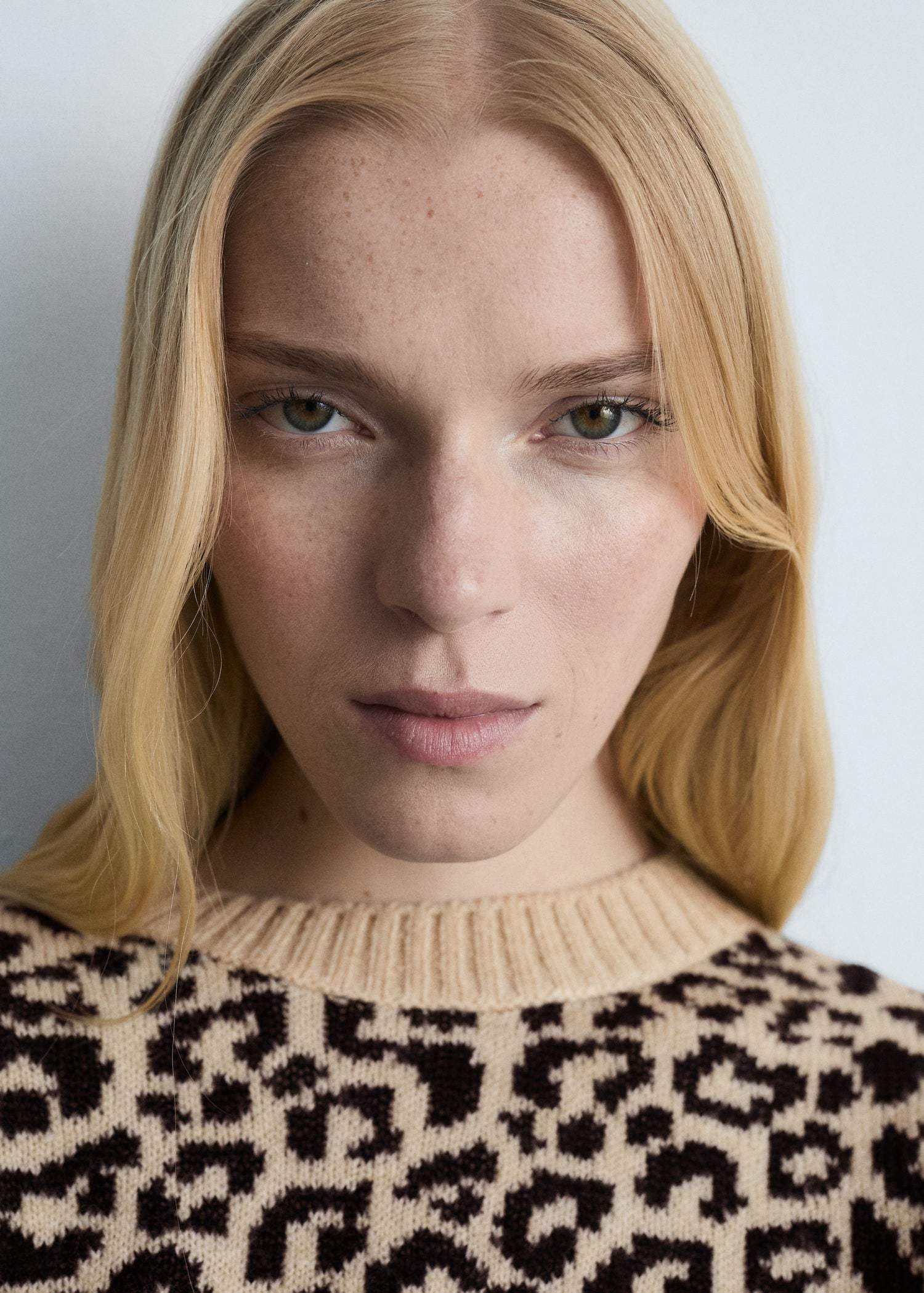 Mango Leopard-print sweater with contrasting trims - Light Beige 5 Shaws Department Stores