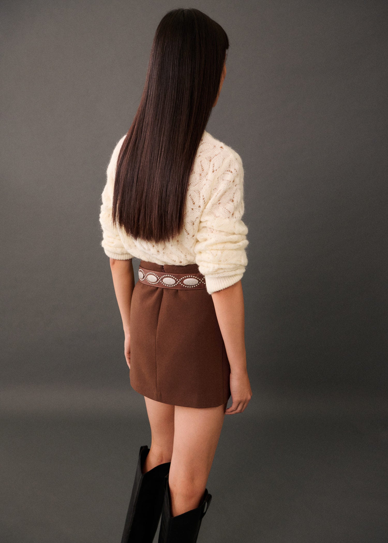 Mango Knitted sweater with openwork details - Light Beige 3 Shaws Department Stores