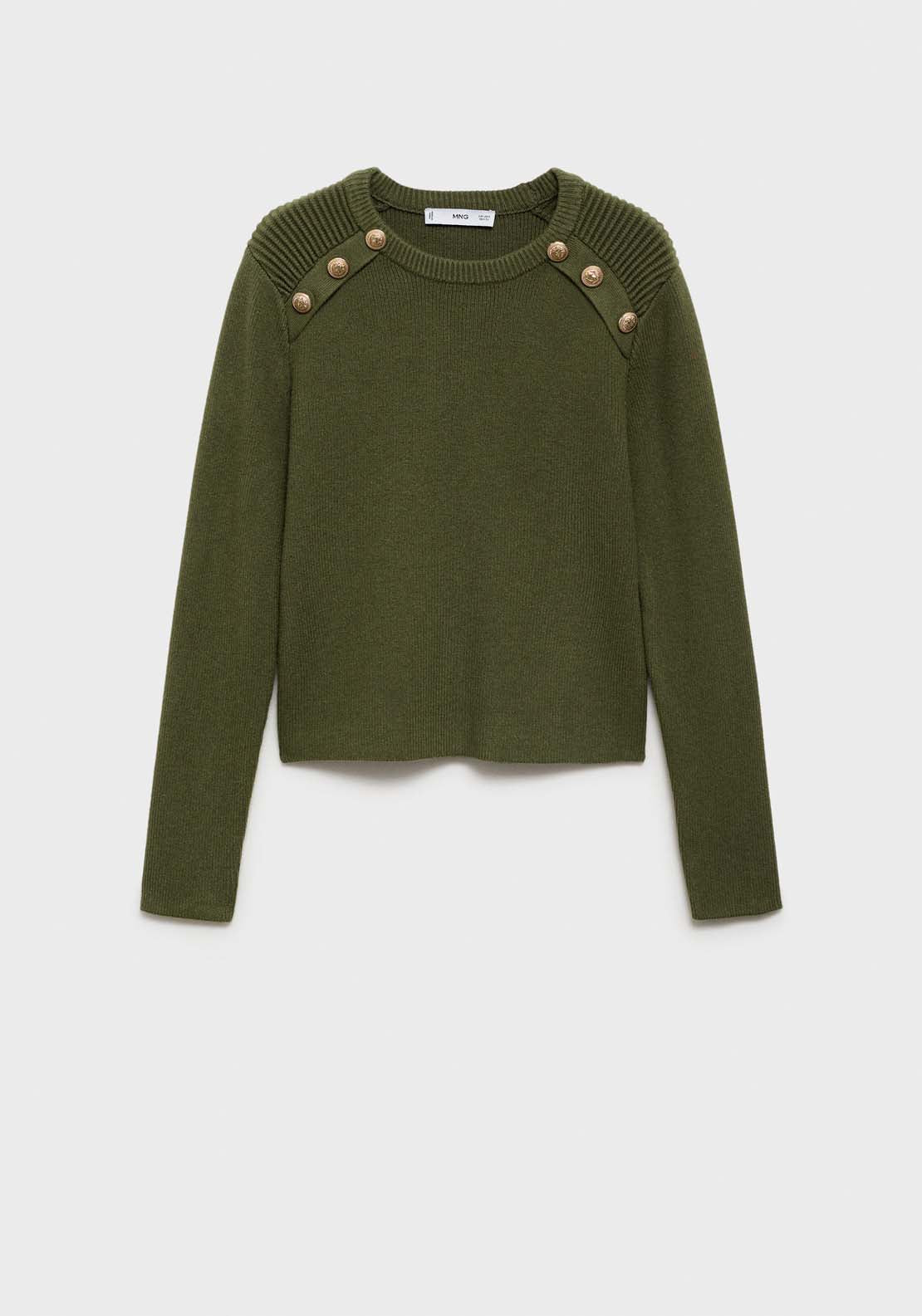 Mango Sweater with jewel buttons - Beige/khaki 10 Shaws Department Stores