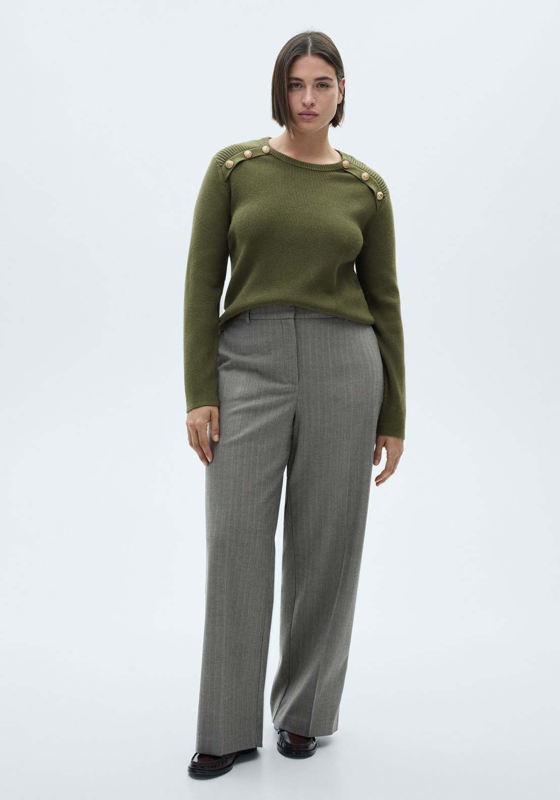 Mango Sweater with jewel buttons - Beige/khaki 6 Shaws Department Stores