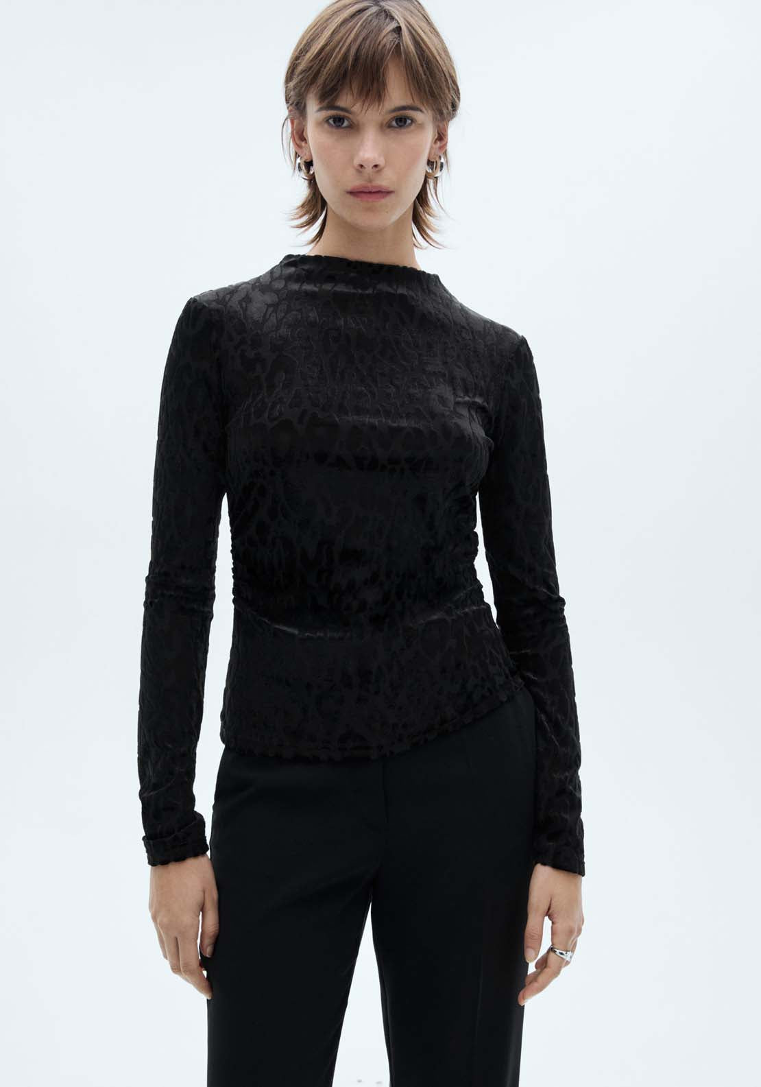 Mango Leopard long sleeve t-shirt - Black 1 Shaws Department Stores