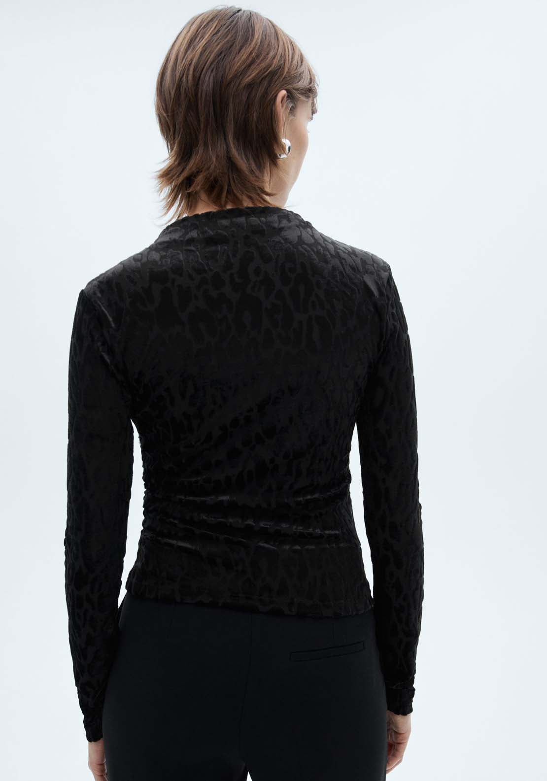 Mango Leopard long sleeve t-shirt - Black 3 Shaws Department Stores