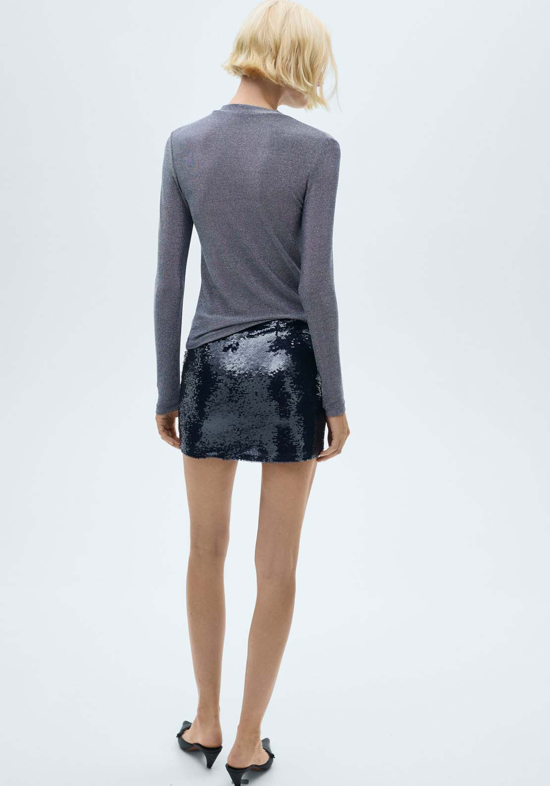 Mango Long sleeve lurex top - Medium Blue 2 Shaws Department Stores
