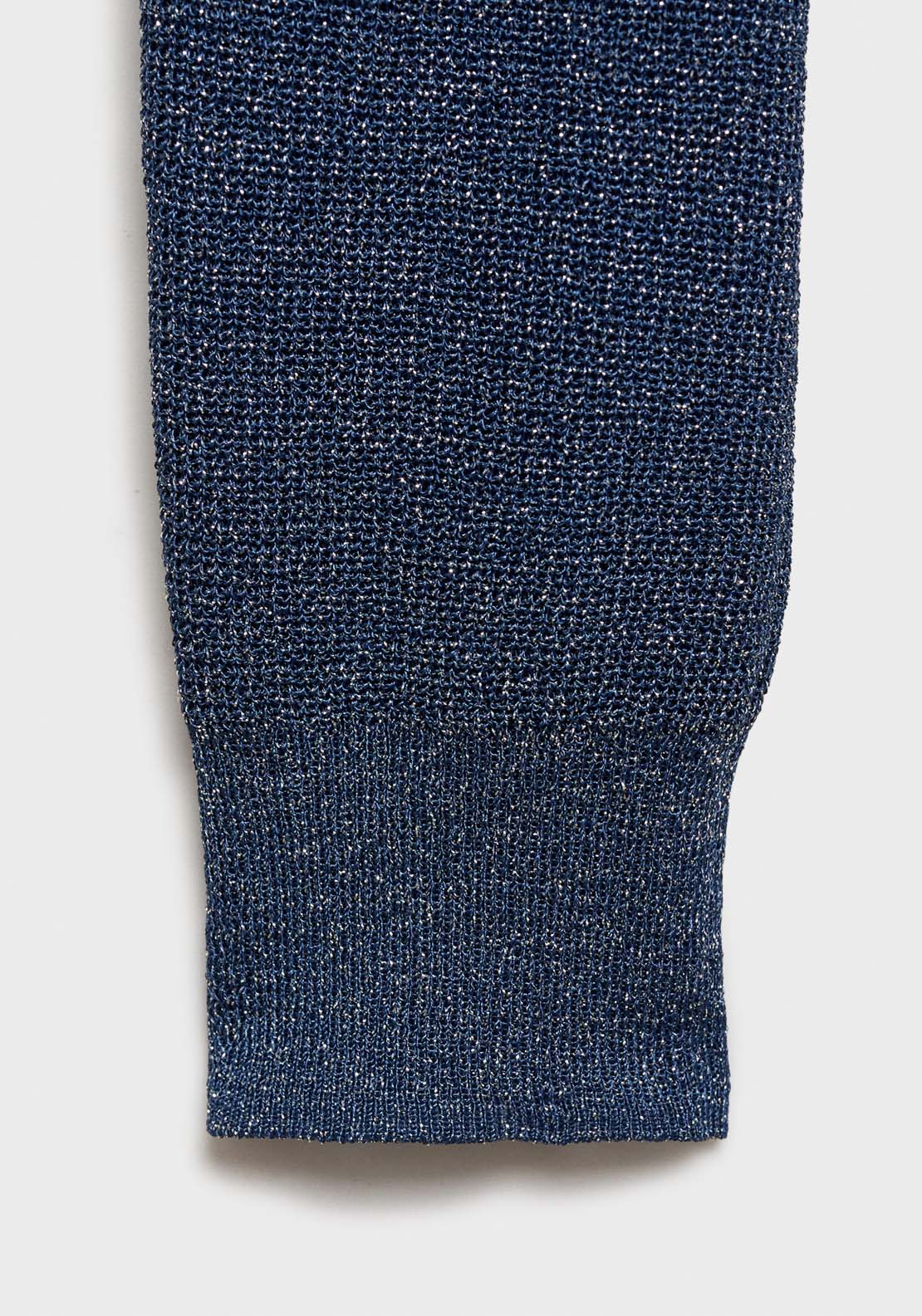 Mango Crewneck lurex sweater - Navy 9 Shaws Department Stores