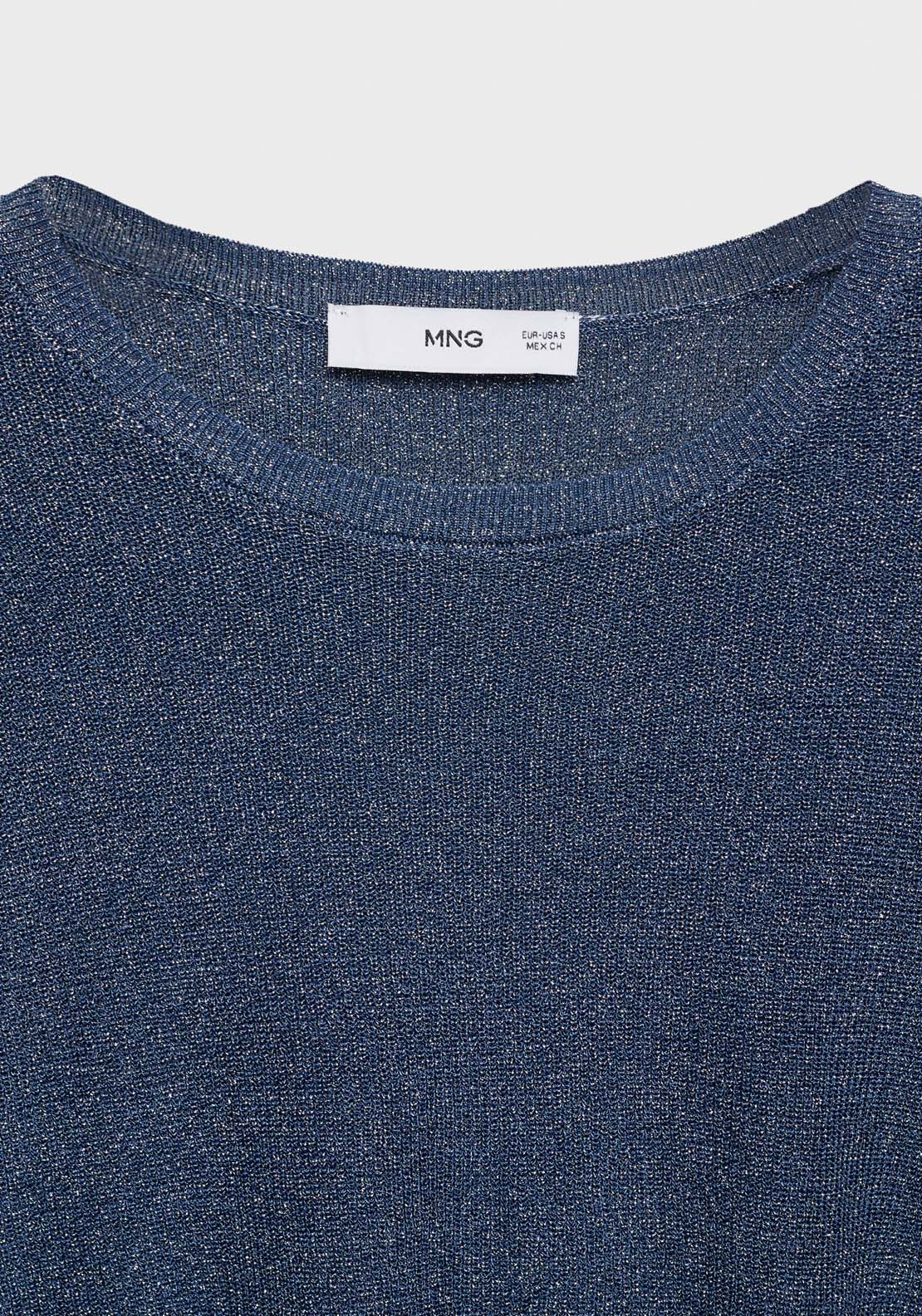Mango Crewneck lurex sweater - Navy 8 Shaws Department Stores