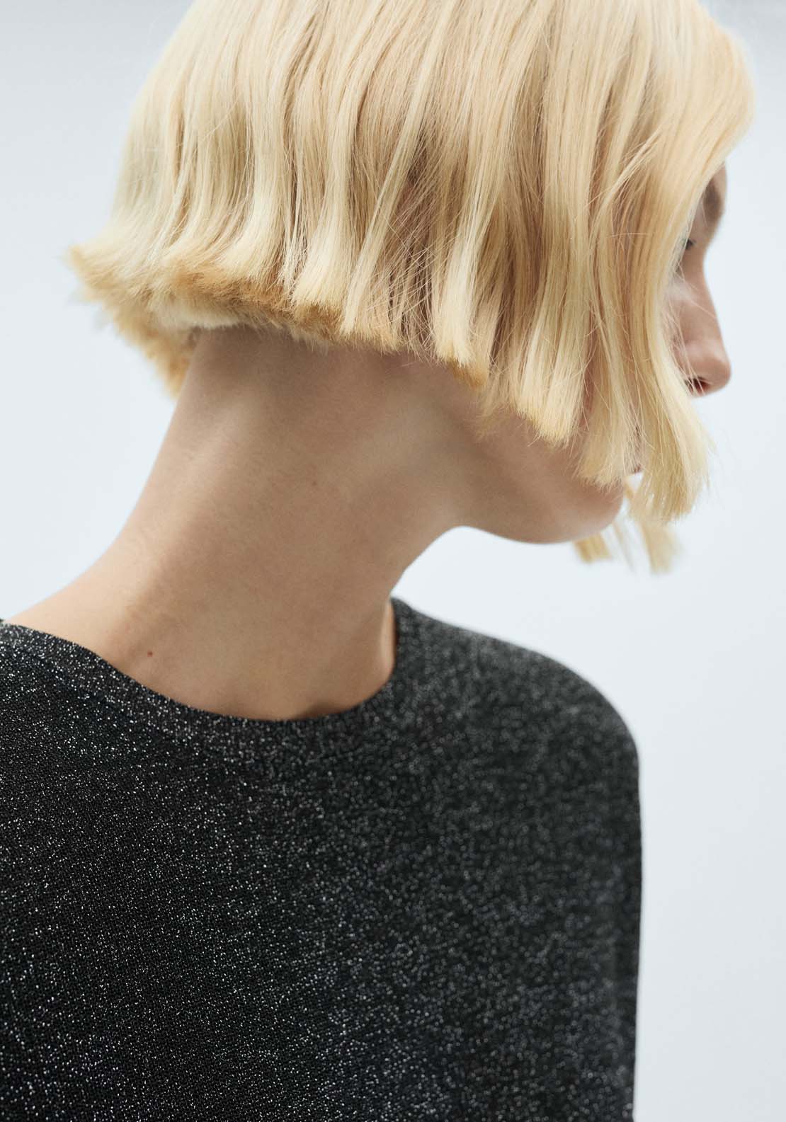 Mango Crewneck lurex sweater - Black 3 Shaws Department Stores