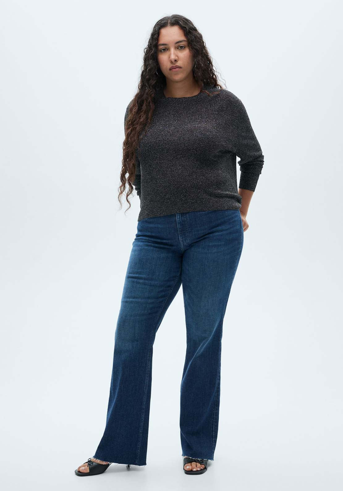 Mango Crewneck lurex sweater - Black 5 Shaws Department Stores