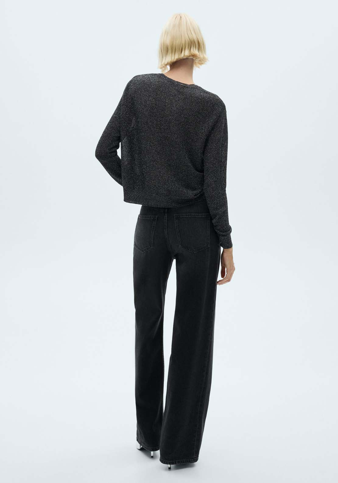 Mango Crewneck lurex sweater - Black 2 Shaws Department Stores