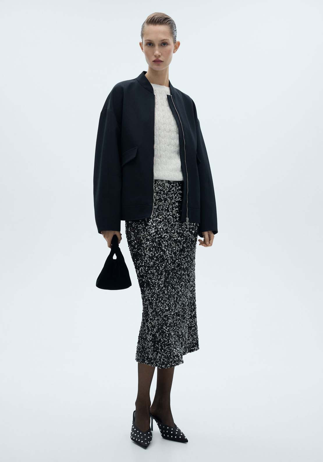 Mango Openwork sweater with lúrex details - Light Beige 2 Shaws Department Stores