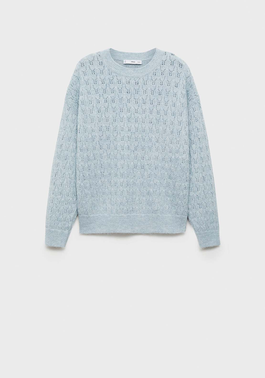 Mango Openwork sweater with lúrex details - Light/pastel Blue 7 Shaws Department Stores
